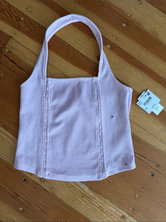 American Eagle Outfitters Tops - American Eagle Lace Trim Halter Tank Top Medium